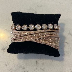 Touchstone Crystal golden blush wrap and rose gold silk ice bracelet.